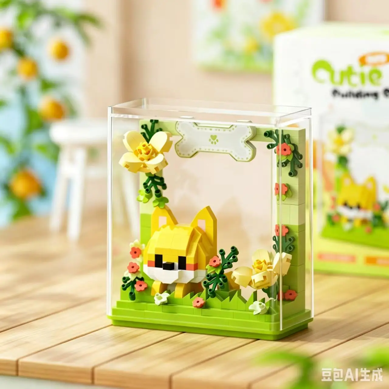 Cute Building Blocks Pet Model Animal Toys Educational Toys Miniature Building Blocks Flower Photo Frame Desktop Decoration
