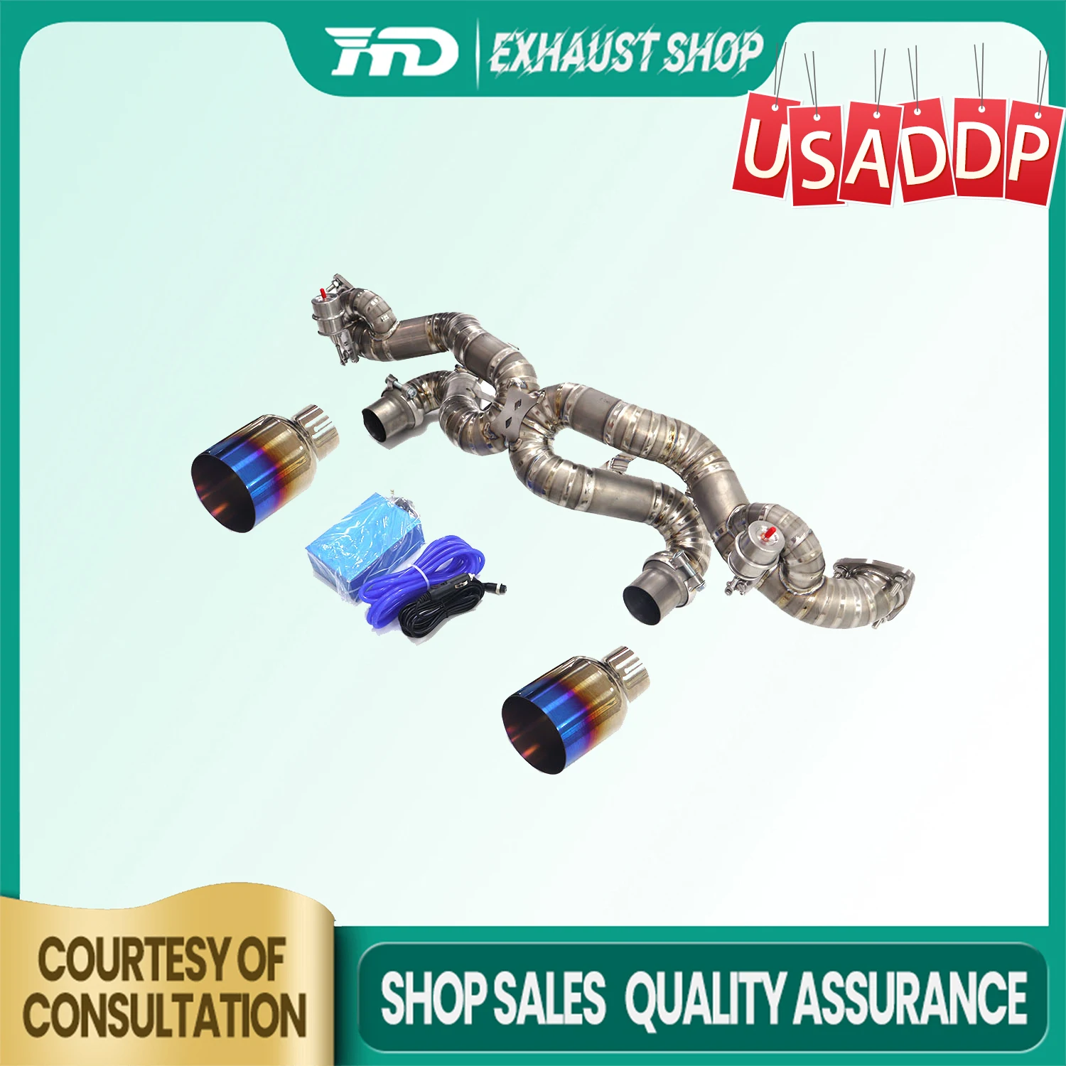 

HMD Exhaust catback for Porsche 718 GT4 RS Ti Vacuum valve Tips primary color Equipped with vacuum controller for car