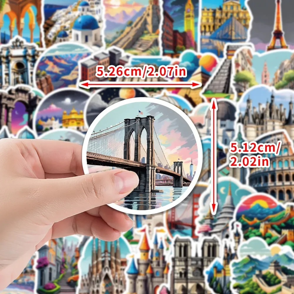 10/50Pcs World Famous Building Stickers Aesthetic Travel Landmark Decal Graffiti DIY Phone Suitcase Luggage Skateboard Sticker