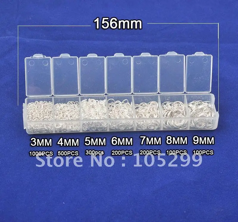 Factory Price 400PCS/Lot 3-4-5-6-7-8-9mm 925 Sterling Silver Color Jump Rings Box Components Findings For Wholesale