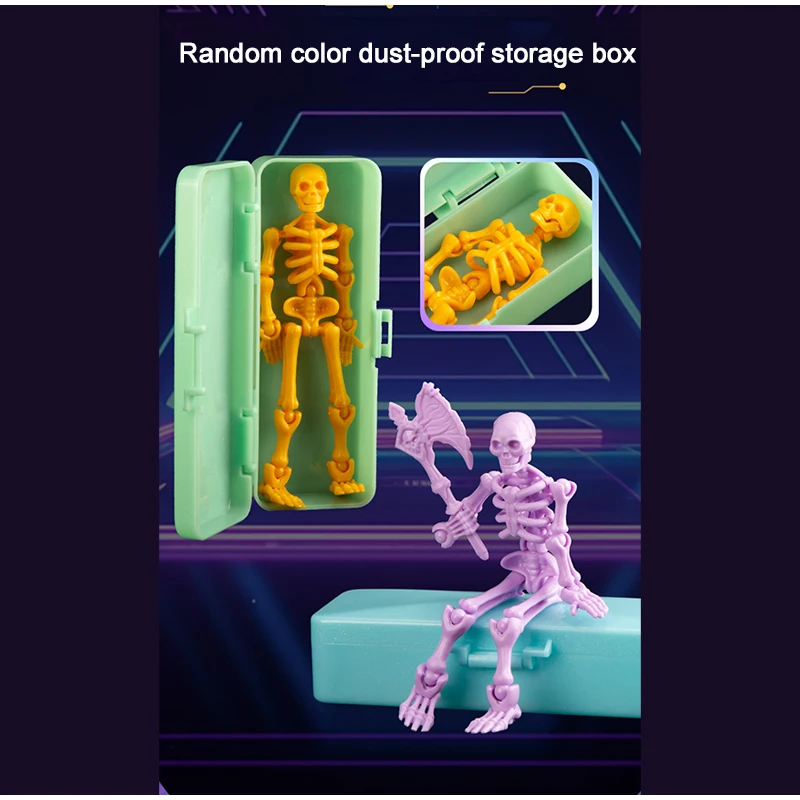 لعبة تجميع نموذج جمجمة ثلاثية الأبعاد متعددة الأقسام على شكل جمجمة وعظام لتزيين الدمى هدية أنيمي