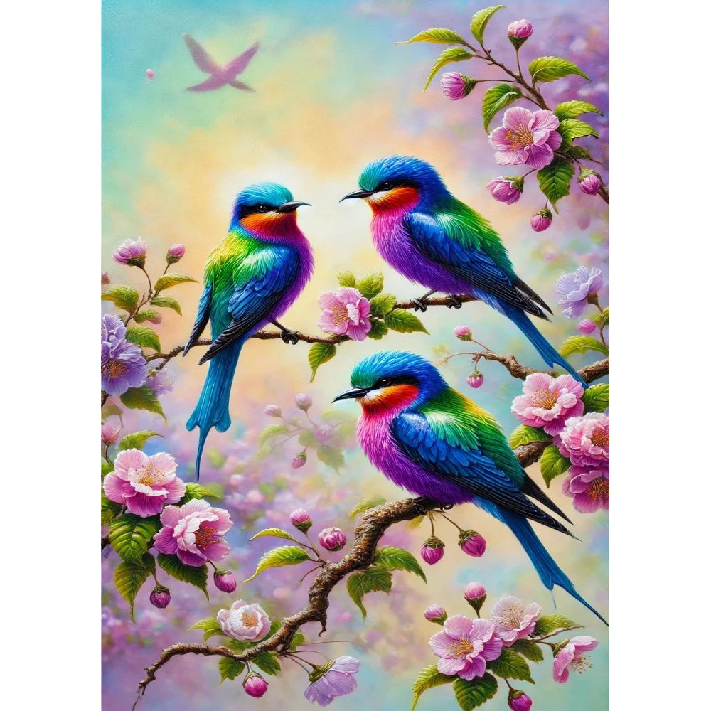 DIY Diamond Painting Kit Flowers And Birds 2024 Round/Square Diamond  Full Diamond Mosaic Home Decoration Painting