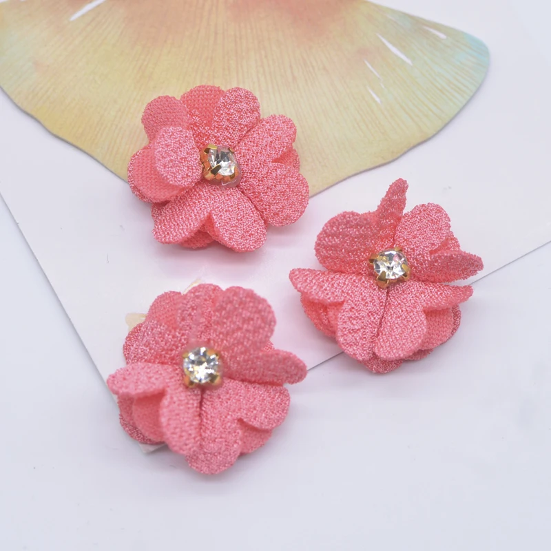 10Pcs 25mm Mesh Gardenia Flower Applique for DIY Headwear Hair Clips Decor Accessories Clothes Hat Shoes Crafts Sewing Patches
