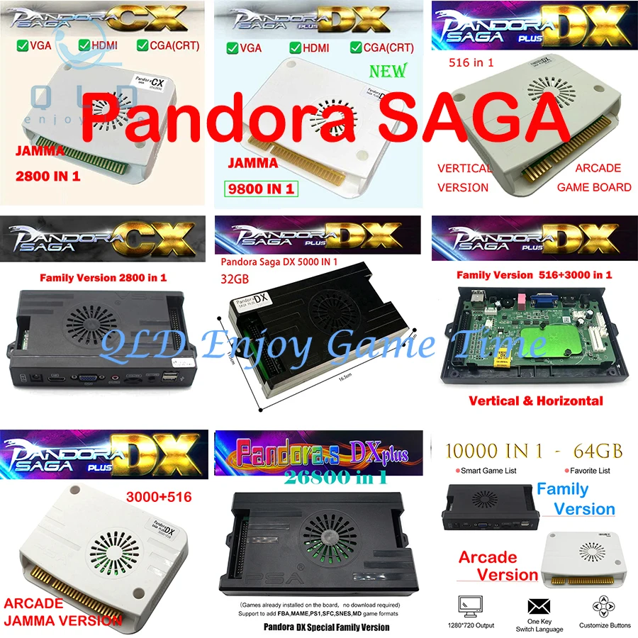 Pandora Saga Box CX DX 2800/5000 In 1 Specia Arcade Game Jamma Board Family Console PCB For Joystick Bartop Machine HDMI VGA/CRT