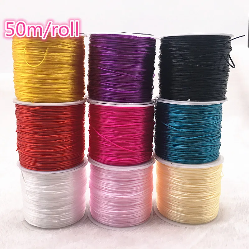 Cuerda Elástica Flexible de 50 m/rollo para fabricación de joyas, hilo de pescar, pulsera de abalorios, Color U