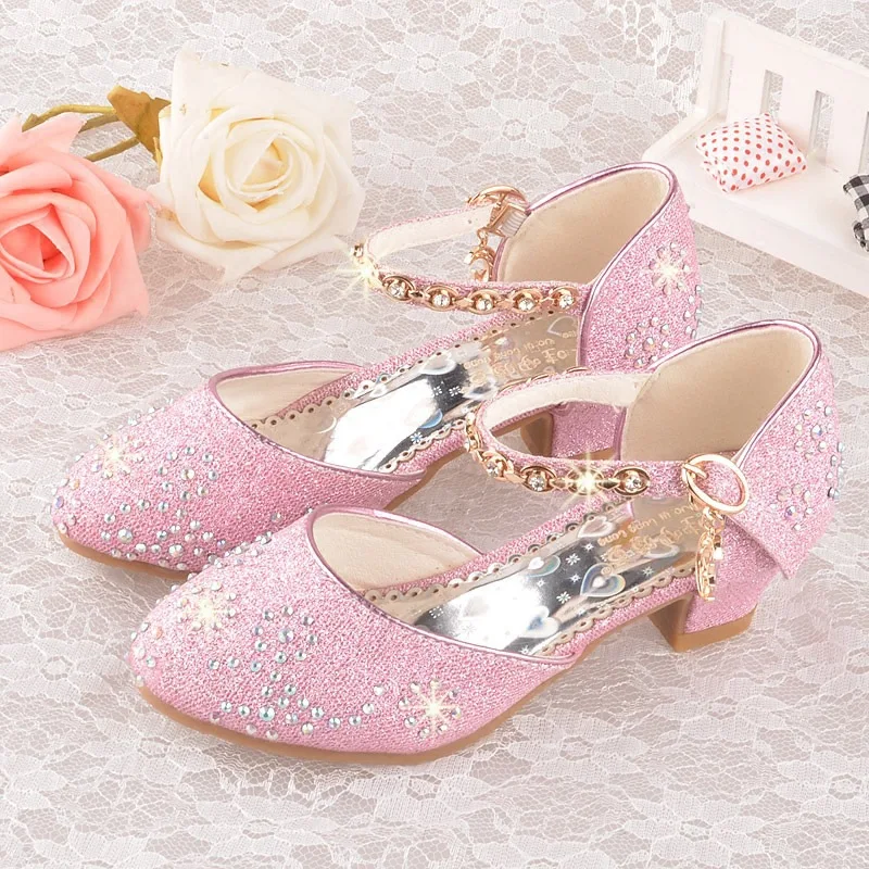 Mädchen Glitter Sandalen kinder High Heels Schuhe Kinder Leistung Kristall Sandalen Baby Laufsteg Prinzessin kinder Schuhe