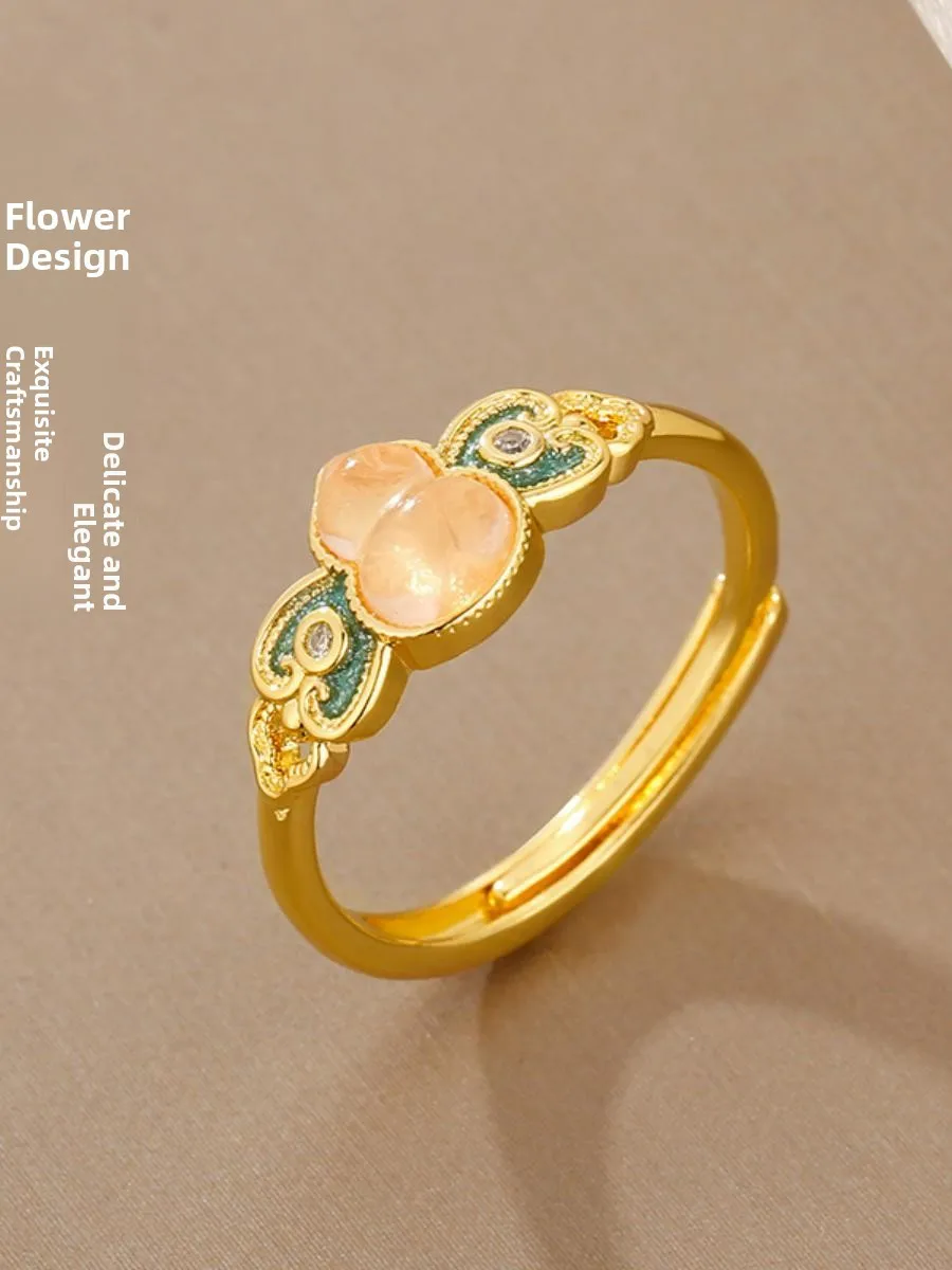 

New Chinese Sle Gourd Ring for Women Luxury Trendy Design Retro Court Sle Finger Ring Silver Material Faion Jewelry