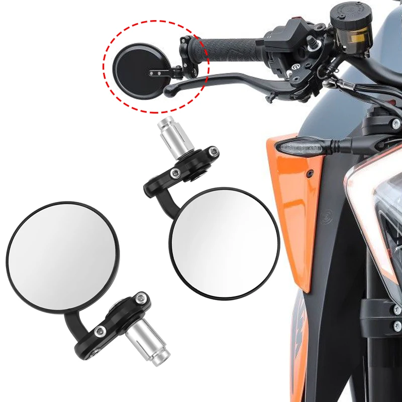 

2Pcs Motorcycle Round Mirror Handlebar End Rearview Hand Bar Universal Motorbike Side Mirrors Accessories For Cafe Racer