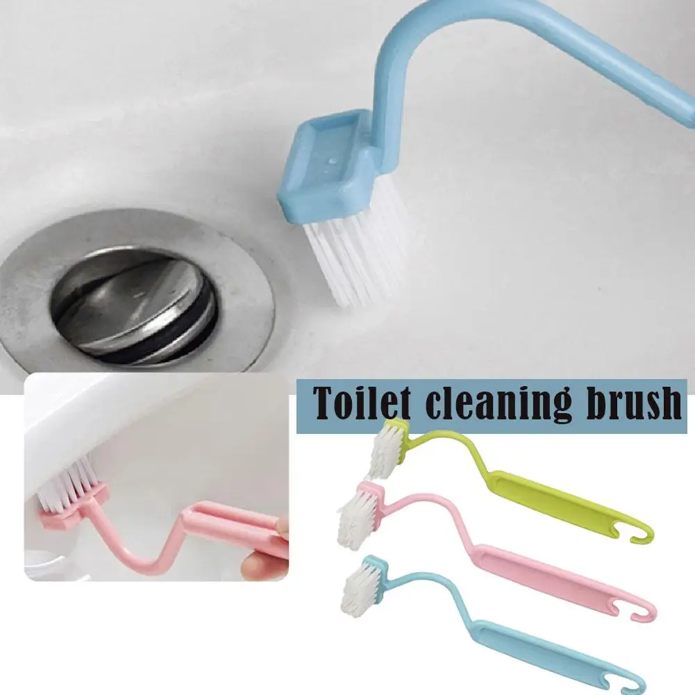 1pc Toilet Cleaning Brush S Shape Portable Wc Scrubber Curved Bending Handle Corner Side P4D5