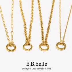 E.B.belle Round Spring Buckle Necklace Stainless Steel O-chain 18K Gold Plated For DIY Jewelry Making Accessories