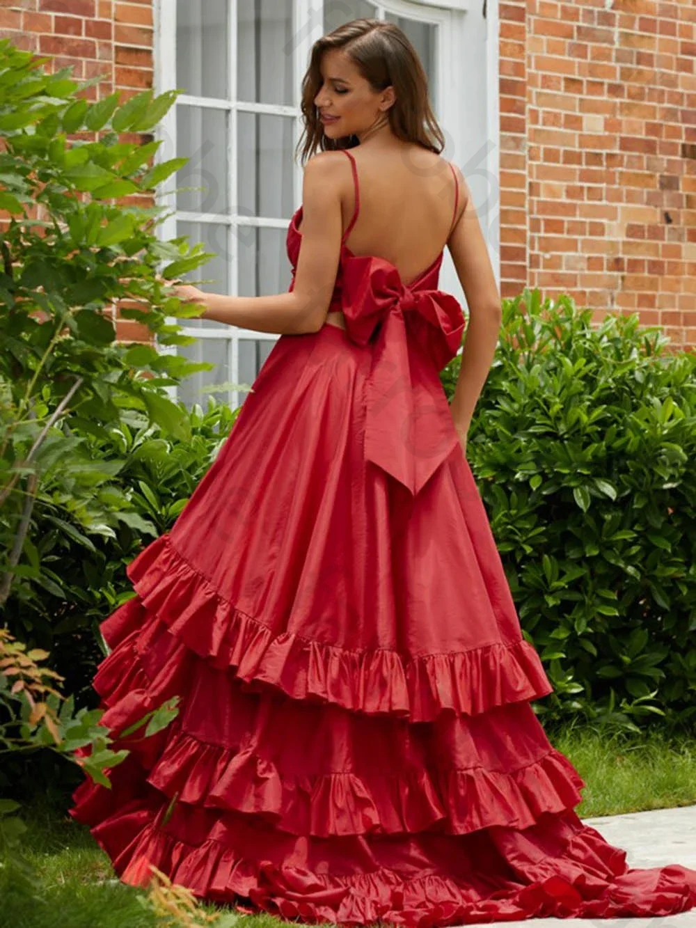 Vestidos de Noche largos rojos sexys personalizados princesa cariño tafetán plisado A-Line asimétrico abertura lateral sin espalda Formal graduación