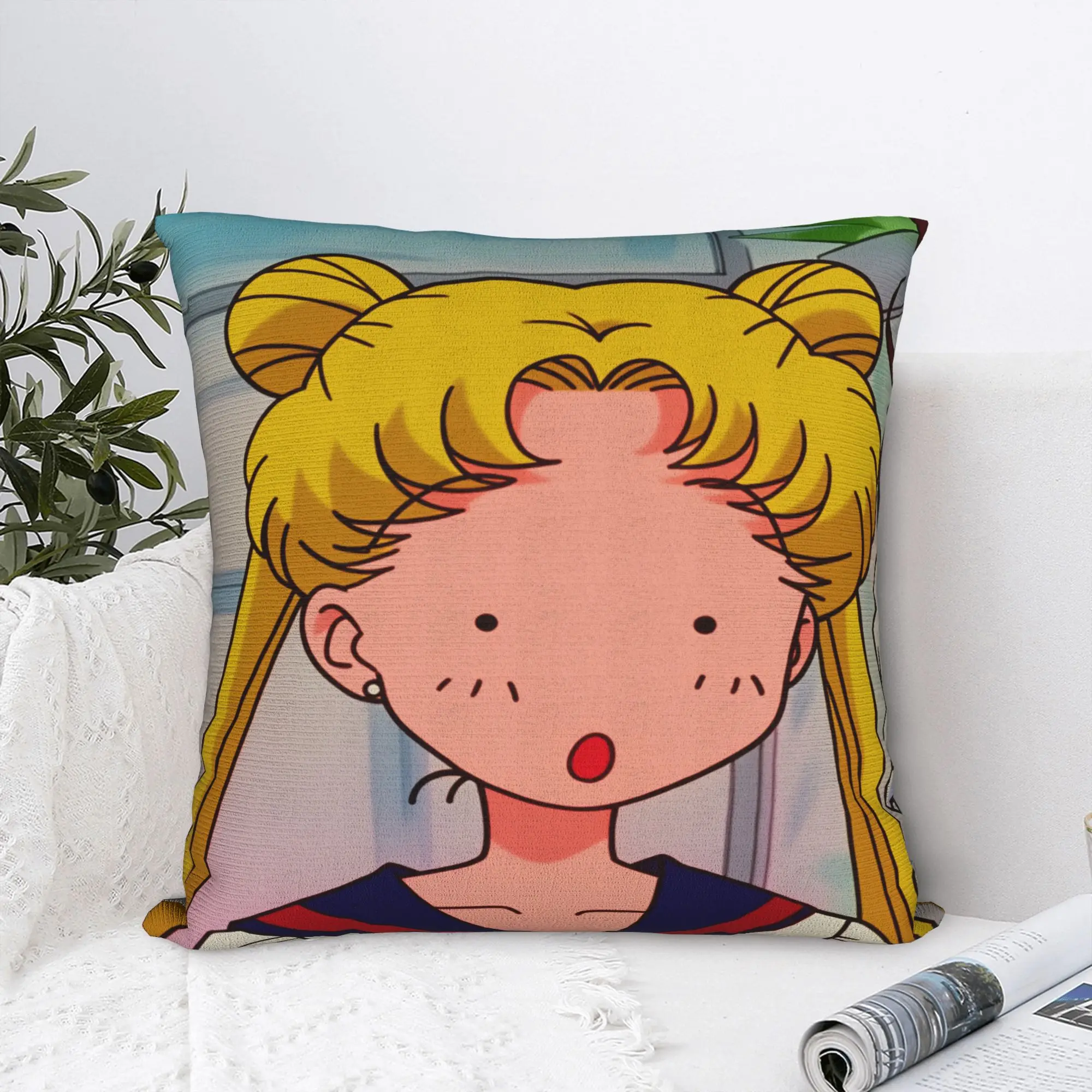 Sailor Moon Kawaii Meme Pillow Case  Vintage Pillow Cover Comfy Pillowcases For Sofa Car Home Decor