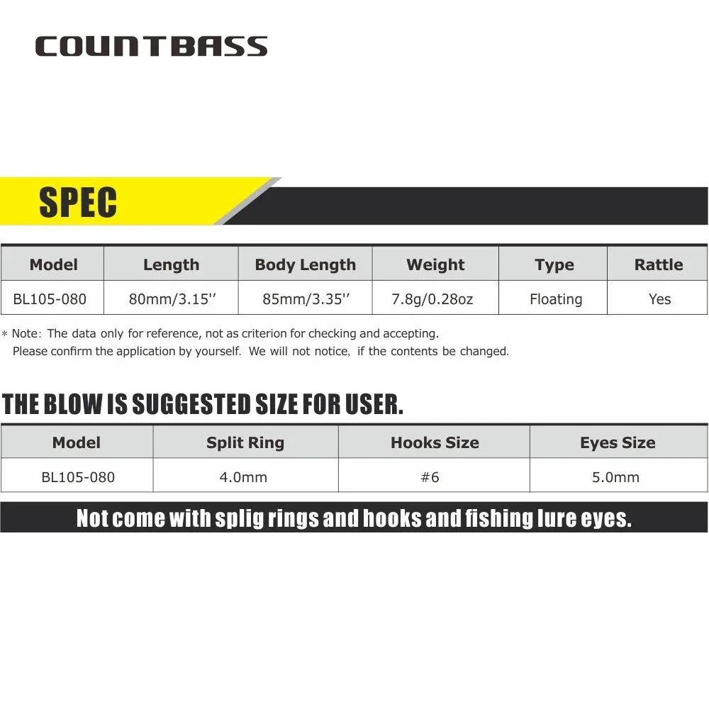 Countbass Señuelos duros flotantes blancos 80 mm - 7,8 g Wobblers - imagen 3