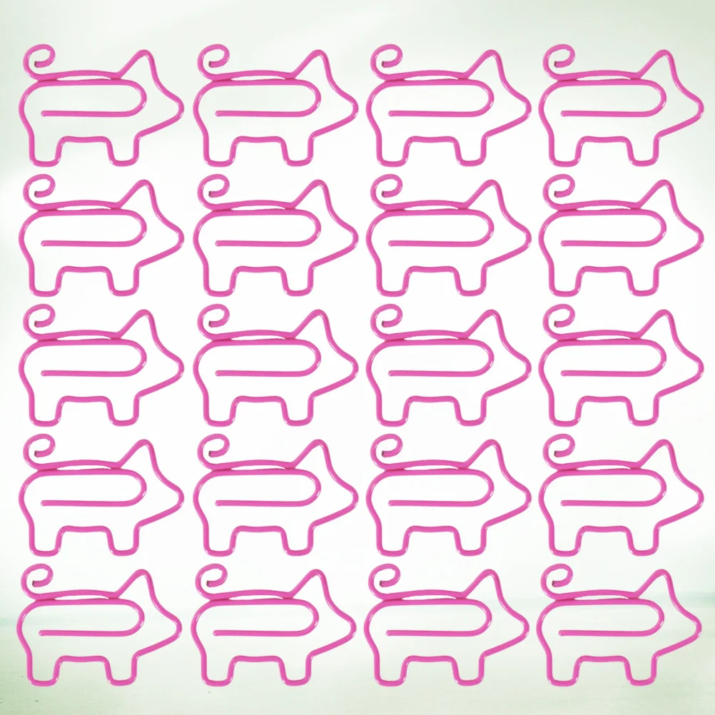 40Pcs Cartoon Pig Design Paper Clips Metal Organizer for Office School Document Holder Colorful Metal Paper Clips