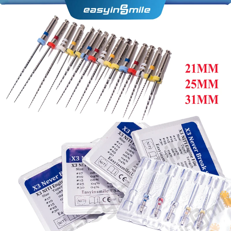 

5packs Dental Endodontic Files Rotary X3 NITI Dental Engine Files Easyinsmile Never Break Endo Files