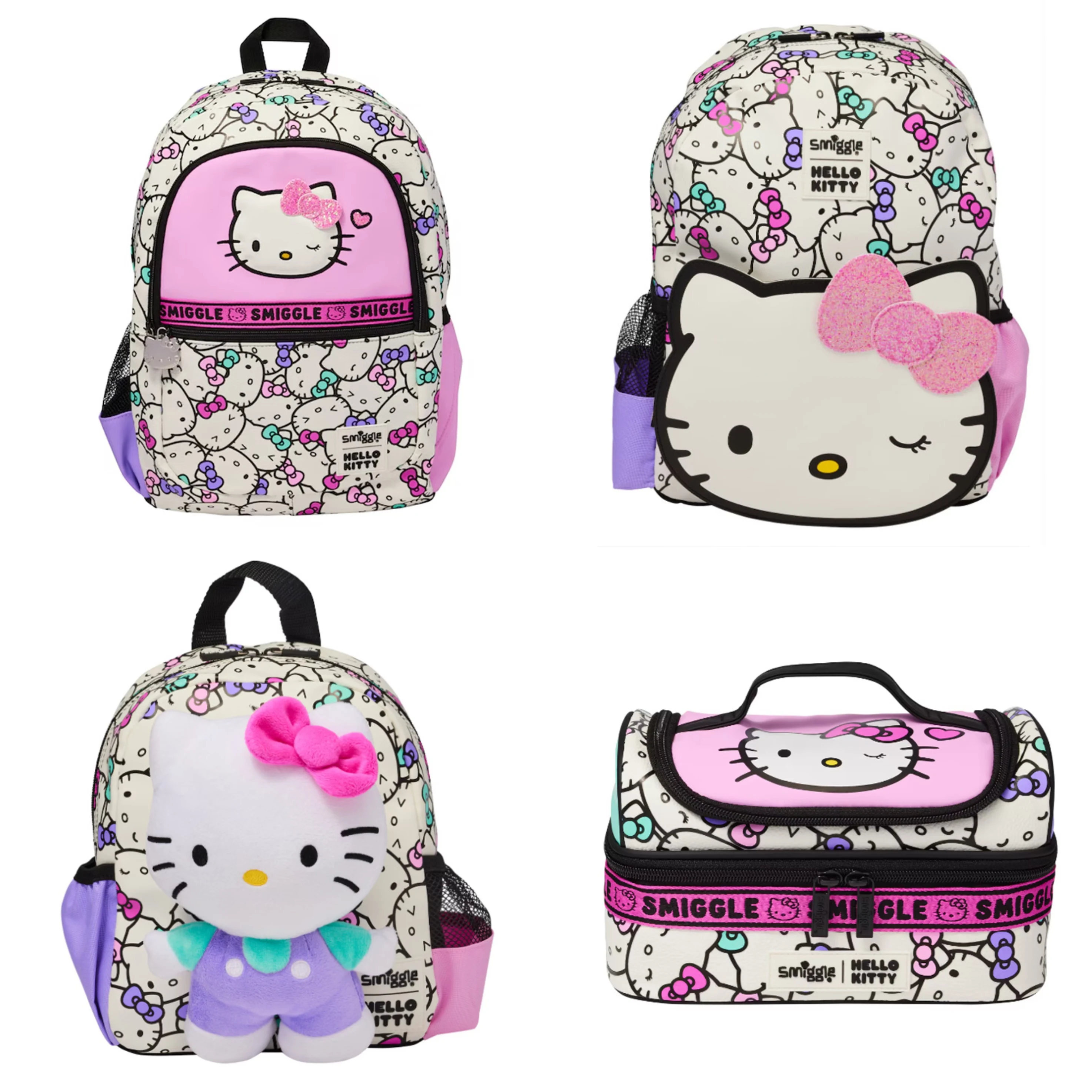 New Smiggle Hello Kitty Medium Backpack For Elementary School Students Portable Ultralight Backpack For Kids Outdoor Leisure Bag