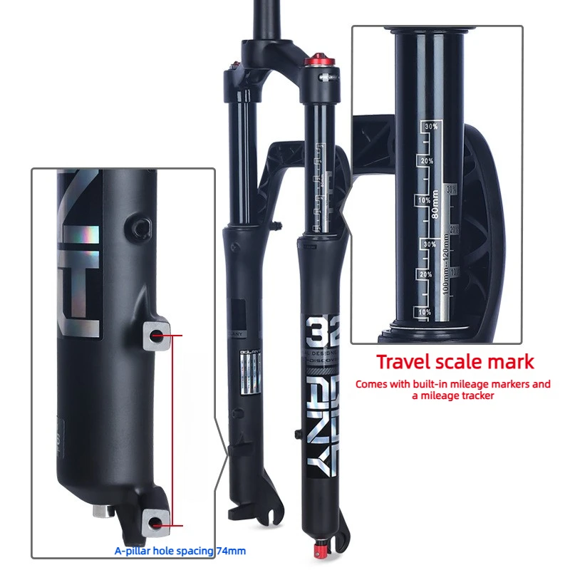 BOLANY Fat Tire Front Fork for Snowmobiles and Beach Buggies 26 Inch Bicycle Magnesium Alloy Suspension Air Fork Travel 135mm