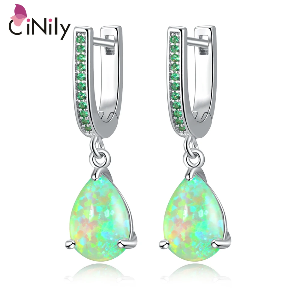 CiNily Water Drop Shaped Opal Dangle Earrings Mystery Stone Luxury Jewelry Earring for Women Girls Bohemia Fashion Jewelry