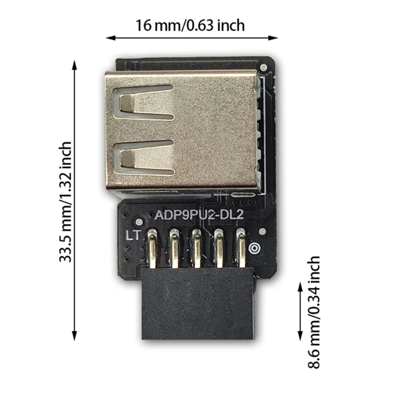 896F USB 2.0 Motherboard Header 9pin Motherboard to USB Adapter Connector USB2.0 A 9 Pin Female Converter for Wireless Mouse