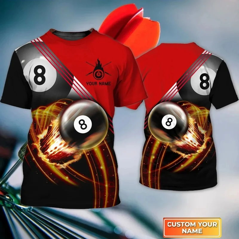 1 Piece Custom Your Picture Summer Fashion Mens T Shirt Pool Billiard Player Personalized Name 3D Printed Unisex Tshirt For Team