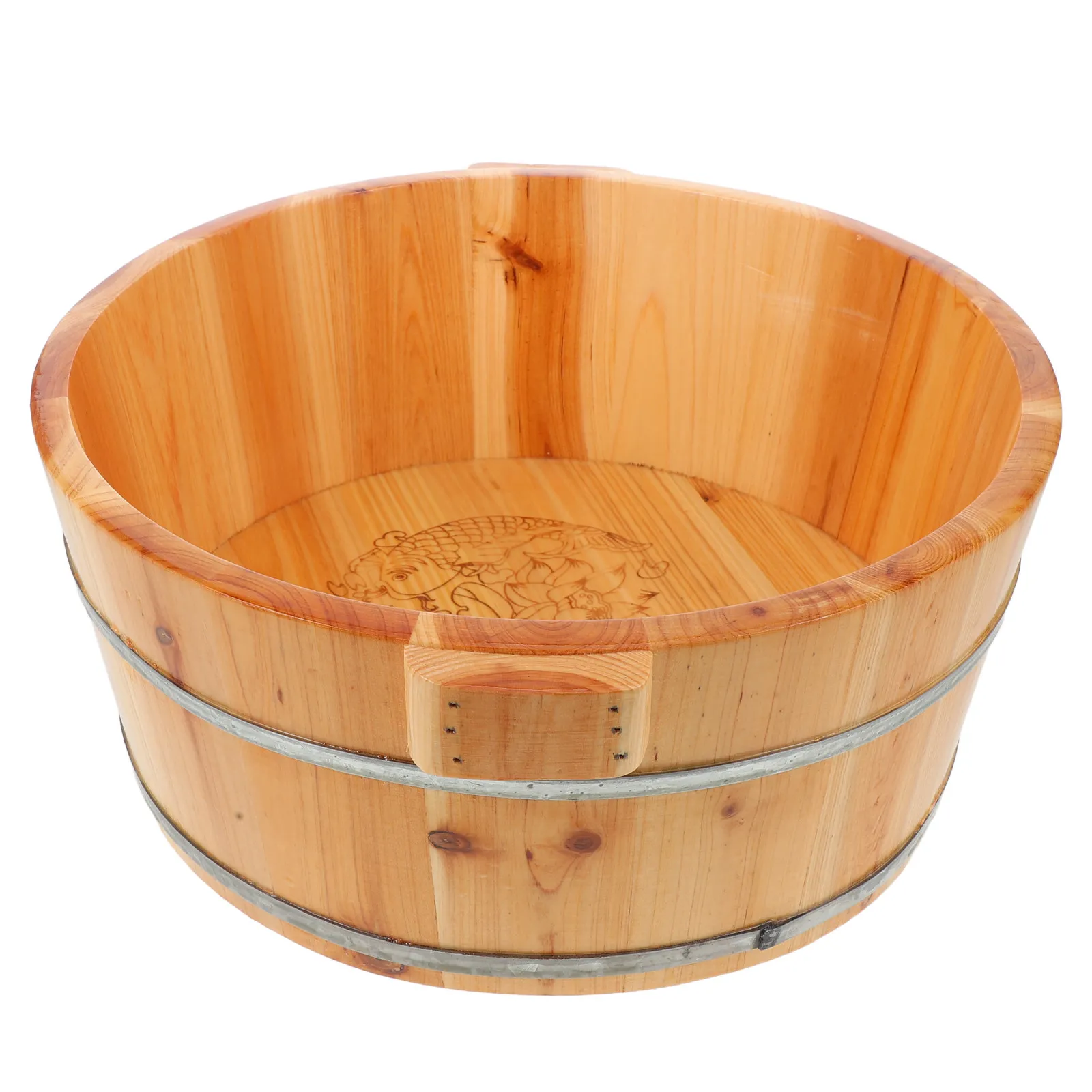 

Ergonomic Deep Wooden Foot Soaking Basin Natural Wood Aroma Smooth Handpolished Interior Foot Bath Tub for Home Spa Pedicure