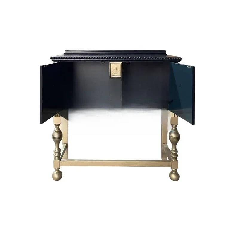 

French retro style solid wood porch cabinet European carving