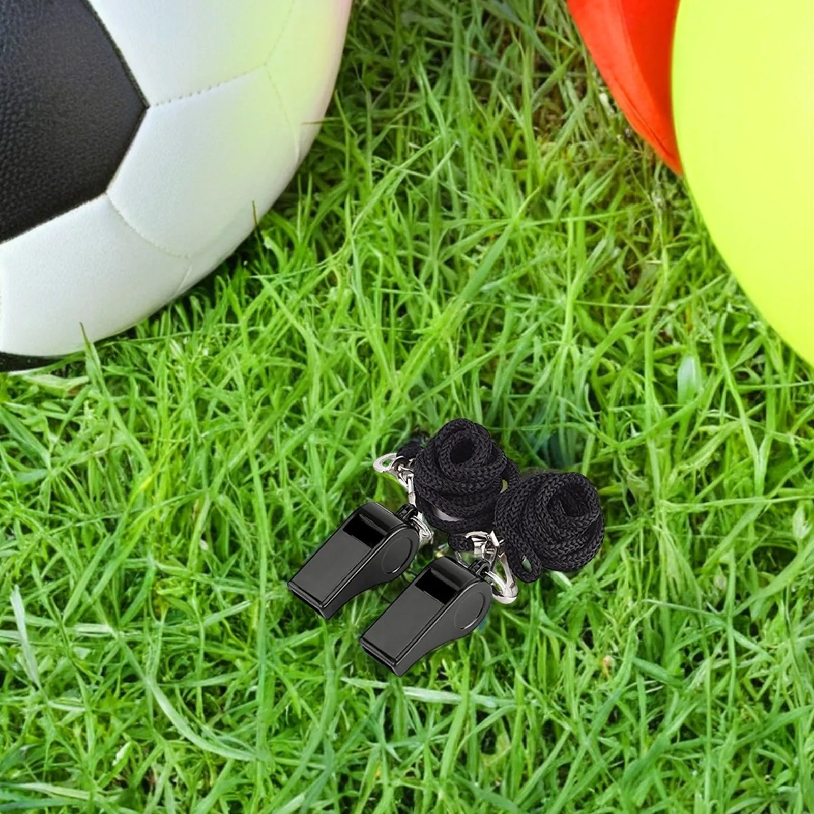 8pcs Black Metal Whistle Loud Sound Emergency Survival Safety Supplies Lanyard Outdoor Sports Pet Training