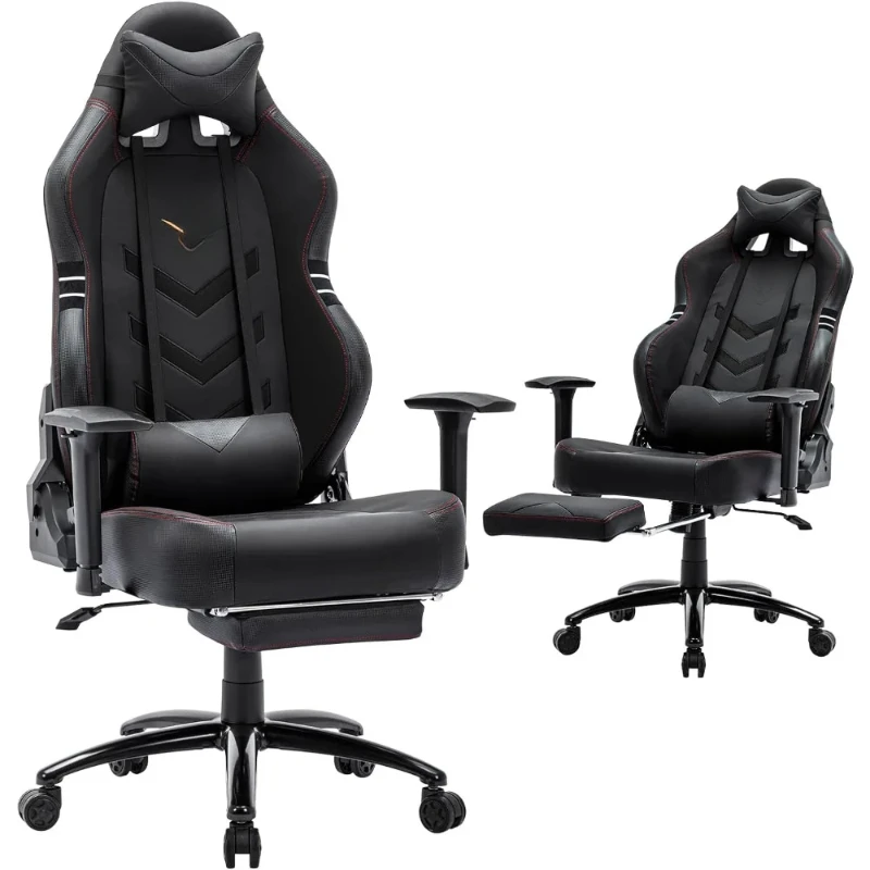 Big and Tall Gaming Chair with Footrest 350lbs-Racing Computer Gamer Chair, Ergonomic High Back PC Chair with Wide Seat