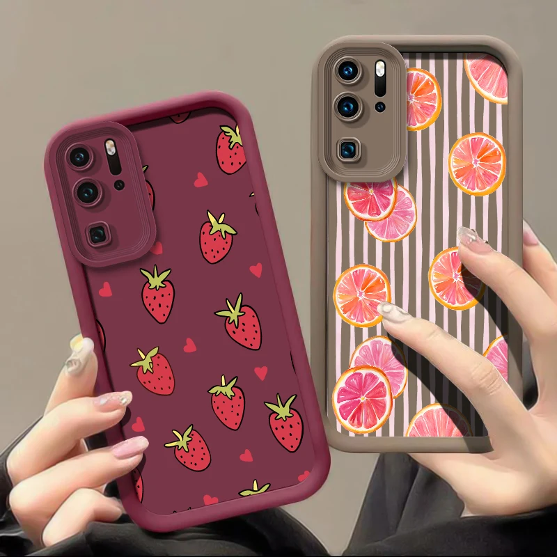 حافظة لهاتف هواوي Y9 برايم سمارت برو 2019 P50 Pro P40 Lite 5G P30 Pro P20 Y7A Y9S غطاء ليمون برتقالي فراولة #2