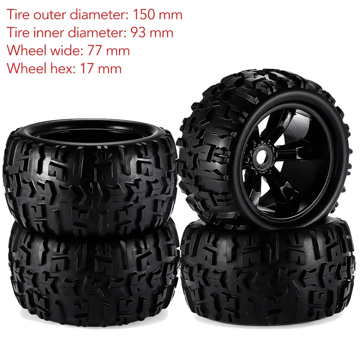 2/4 pces 1/8 150mm pneus de caminhão monstro 17mm roda sextavada pneus de buggy de borracha para redcat hsp kyosho hobao hongnor equipe losi gm dhk hpi