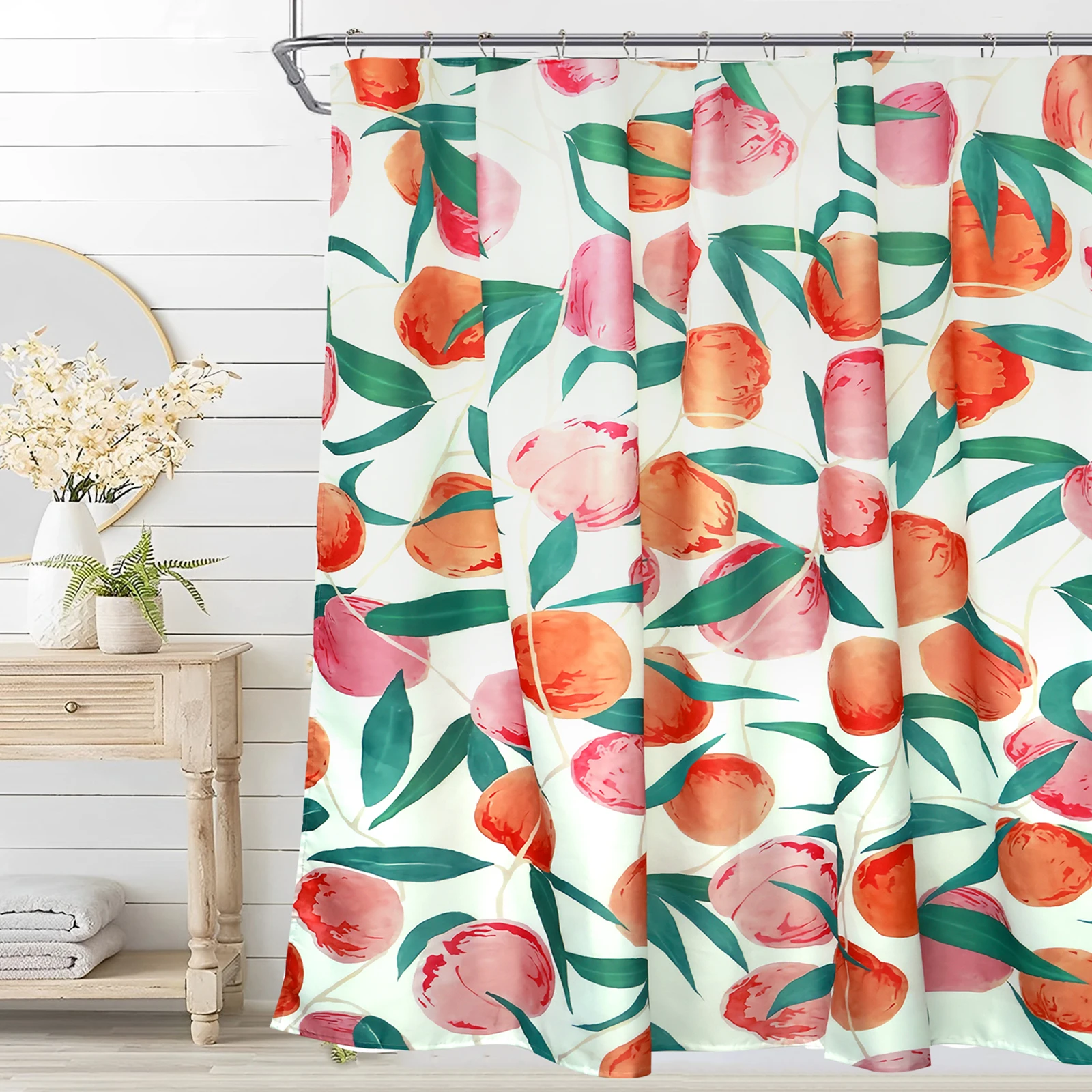 Shower Curtain Waterproof Polyester Bathroom Curtain 71x71 Inch Quick-Drying Shower Curtain Decorative Fruit Pattern Shower