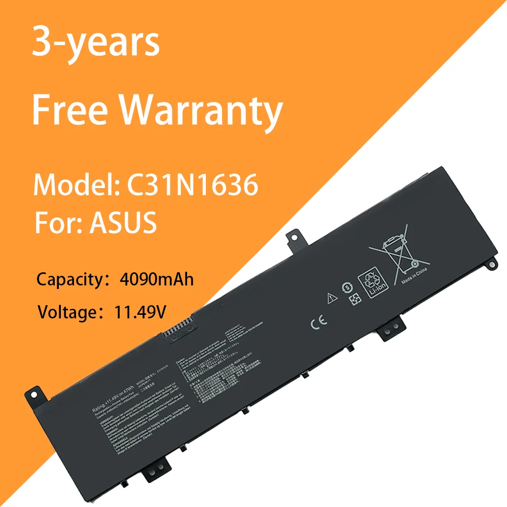 

C31N1636 Laptop Battery for AS ASUS C31N1636 N580VN N580VD NX580VD7300 NX580VD7700