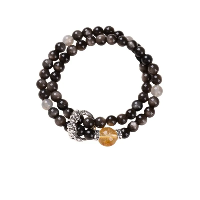 حجر السج الطبيعي دائرة مزدوجة Moonstone سيترين الراقية كريستال زوجين سوار