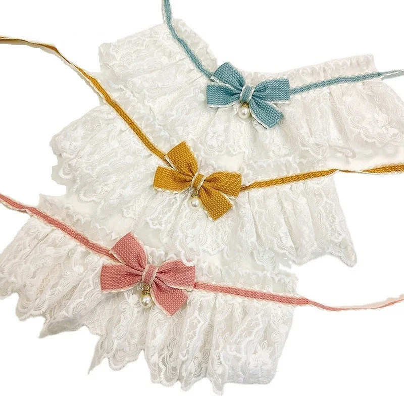 

Pet Cat and Dog Collars, INS Princess Style Lace Bib, Lace Pearl Neck Collar, Pet Saliva Wipes,pet Bell Bow Accessories