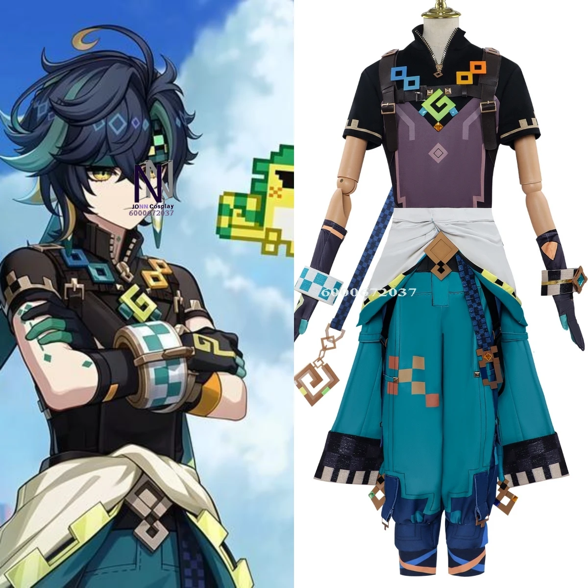 

Popular Game Genshin Impact Cosplay Costume Anime Kinich Role Playing Outfit Hot Clothes Wig Shoes for Men Women Comic Con Party