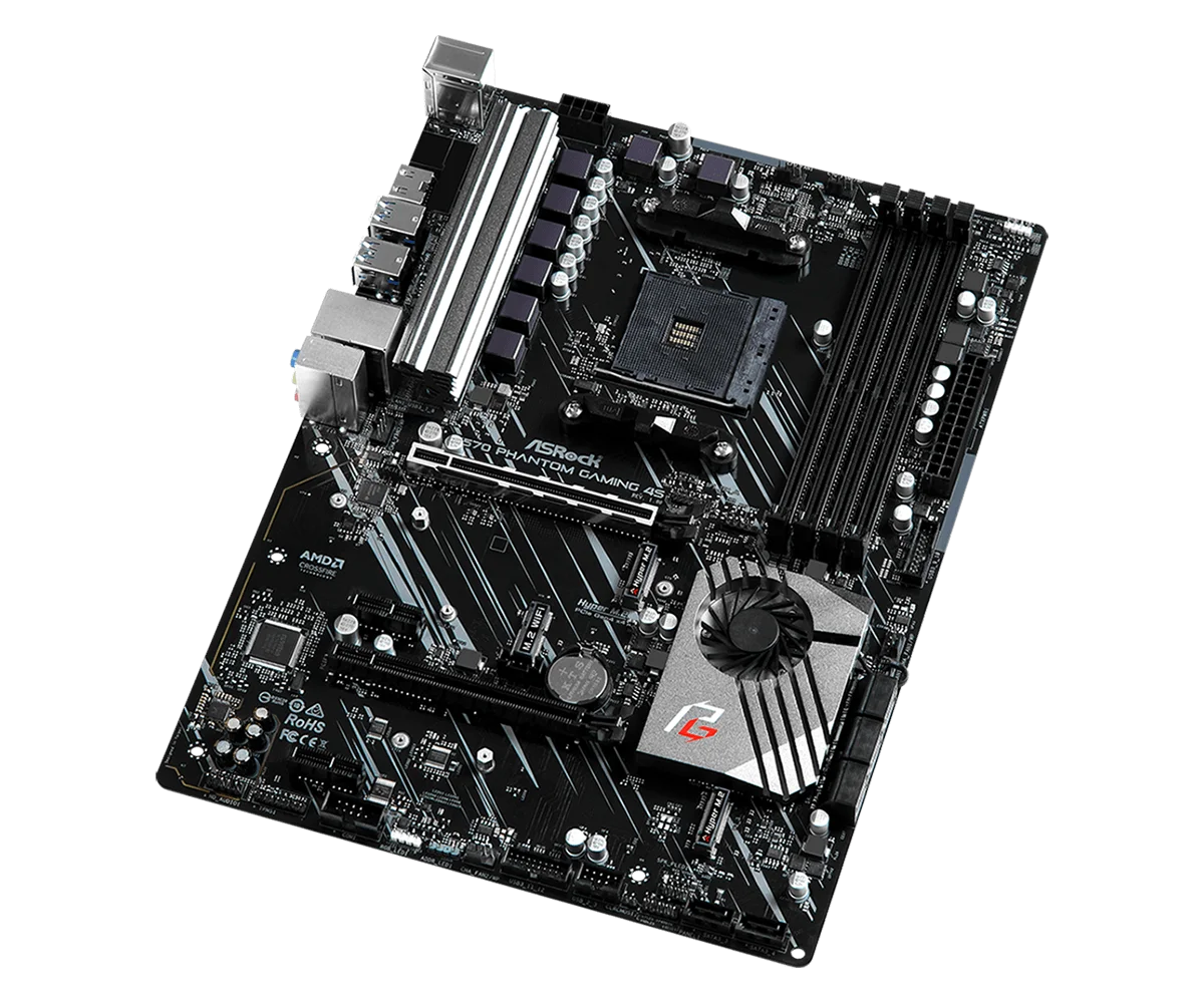 X570 carte mère ASROCK X570 Phantom Gaming 4S Socket AM4 4 × DDR4 128GB PCI-E 4.0 SATA III HDMI ATX pour processeur Ryzen 5000 série G