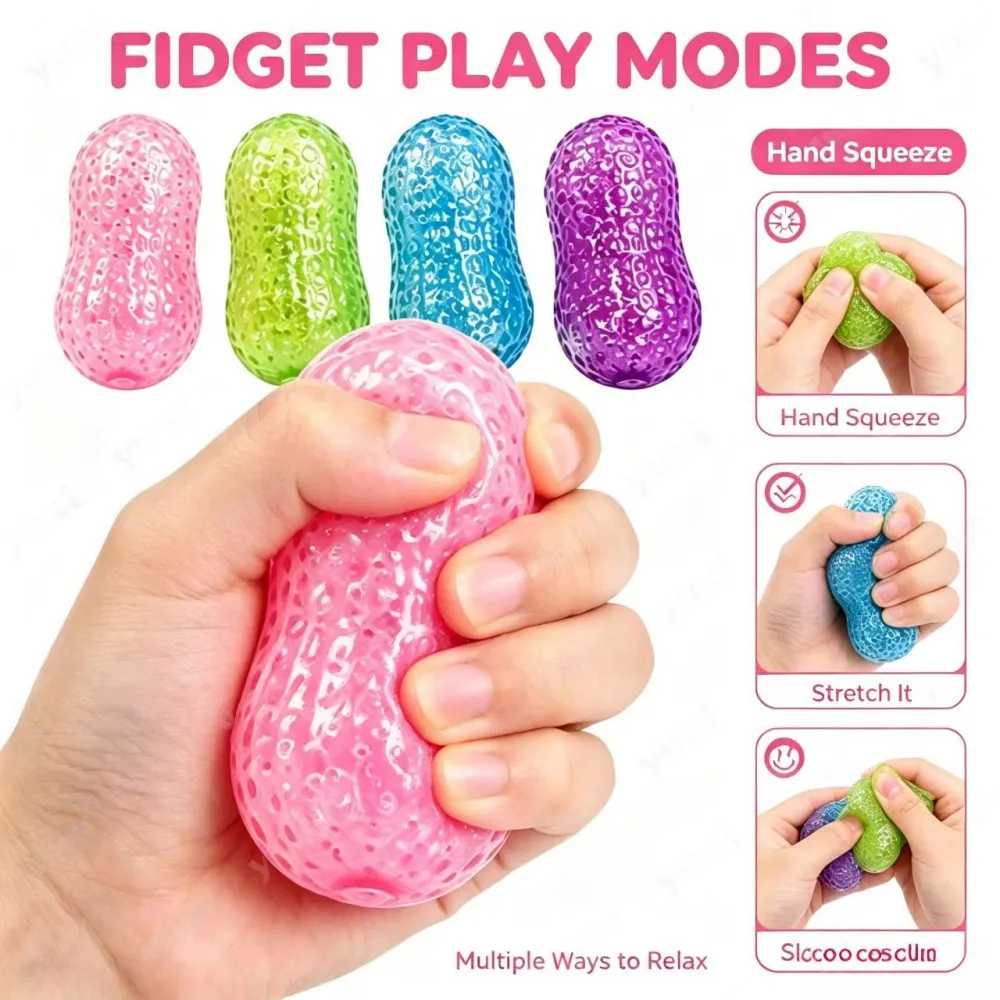 Funny Peanut Form Squishy Squeeze Toy, Stretchable Recovery Fidget Toy, Lightweight Sensory Stress Relief Toy for Daily Relax