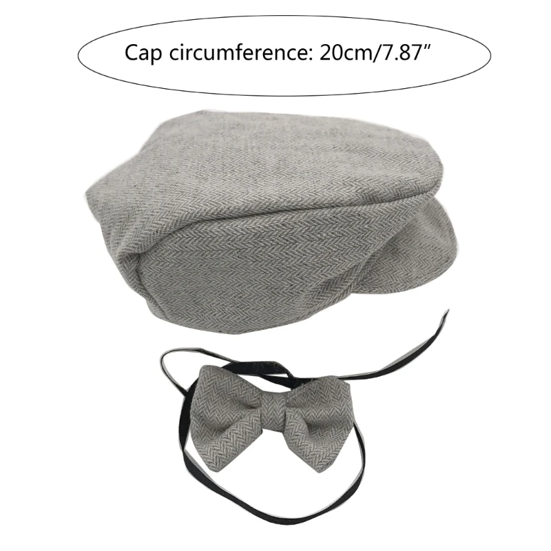 Gentleman Bow Tie Hat Outfits Set, adereços fotografia recém-nascidos para bebê infantil, QX2D