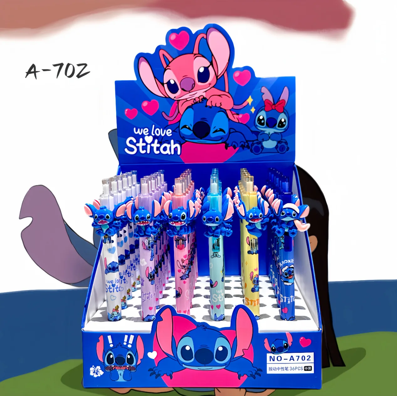 

36pcs Anime Stitch 0.5mm Black Gel Pen Kawaii Stitch Pen Stationery School Office Supplies Kids Gifts New Birthday Gift Toy