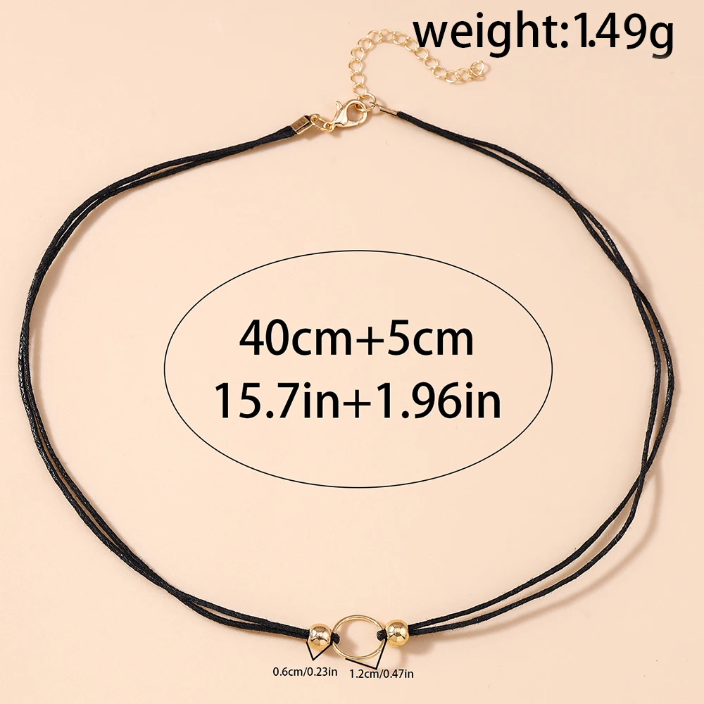 Aihua Schwarz Seil Punk Halsketten für Frauen Kragen Goldene Kreis Schlüsselbein Halsketten Colliers Mode Schmuck Geschenke – Detail 7