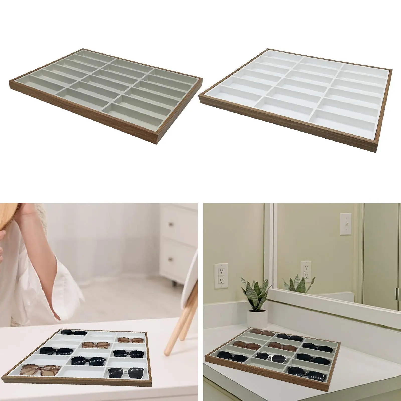 

Sunglass Organizer Tray Jewelry Tray 18 Slots for Women Men Glasses Holder