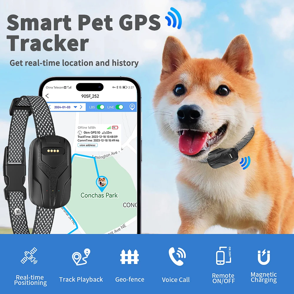 4G Sim Tracking Smart Geo Fencing Collare per animali domestici Localizzatore GPS per cani e gatti