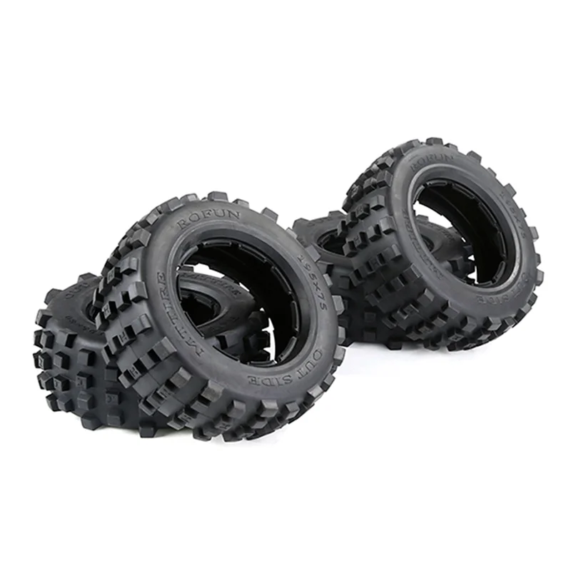 4 Pcs for 1/5 HPI ROFUN ROVAN KM BAJA 5T 5SC 5FT LOSI 5IVE T DBXL Truck Parts Rc Car Knobby Front or Rear Tire Skin