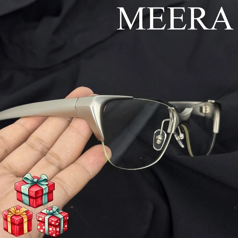 

Futuristic Titanium Cat Eye Glasses Frame Men Rimless Eyeglasses Brand Spectacles Y2K Aesthetic Anti Blue Light Optics Eyewear
