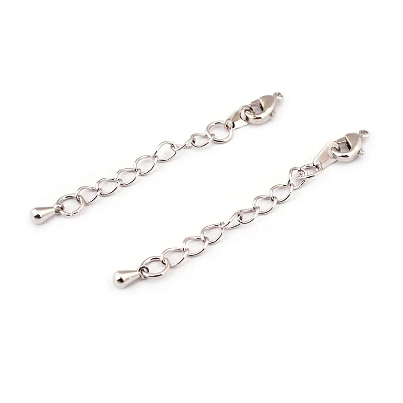 10PCS Full length 50MM or 84MM 18K Gold Color Plated Brass Extender Chain with Lobster Clasps High Quality Jewelry Accessories