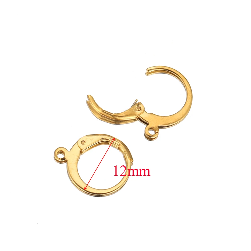 20pcs Gold Color Stainless Steel Round Leverback Earwire Hoop Earrings Findings DIY Women Earrings Connector Jewelry Making