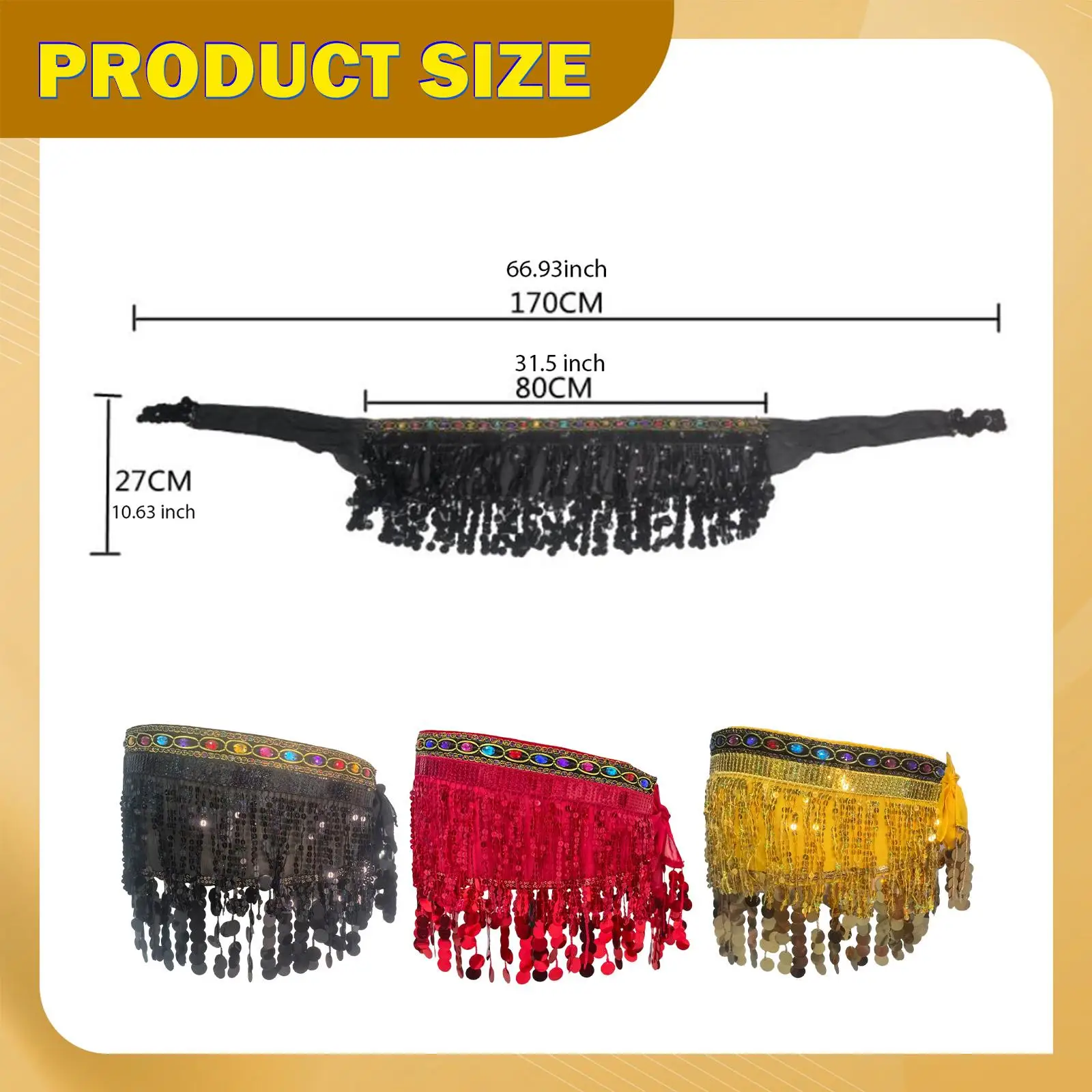 Buikdans heupsjaal bruiloftsfeest voor dames pailletten comfortabel kostuum