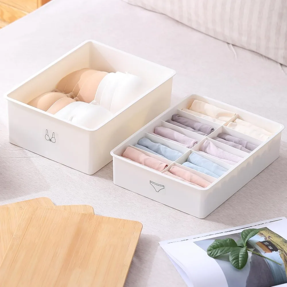 Luxury Bamboo Lid Bra Sock Underwear Organizer Storage Box,10 Cell +15Cell +1 Big Cell Cabinet Organizer