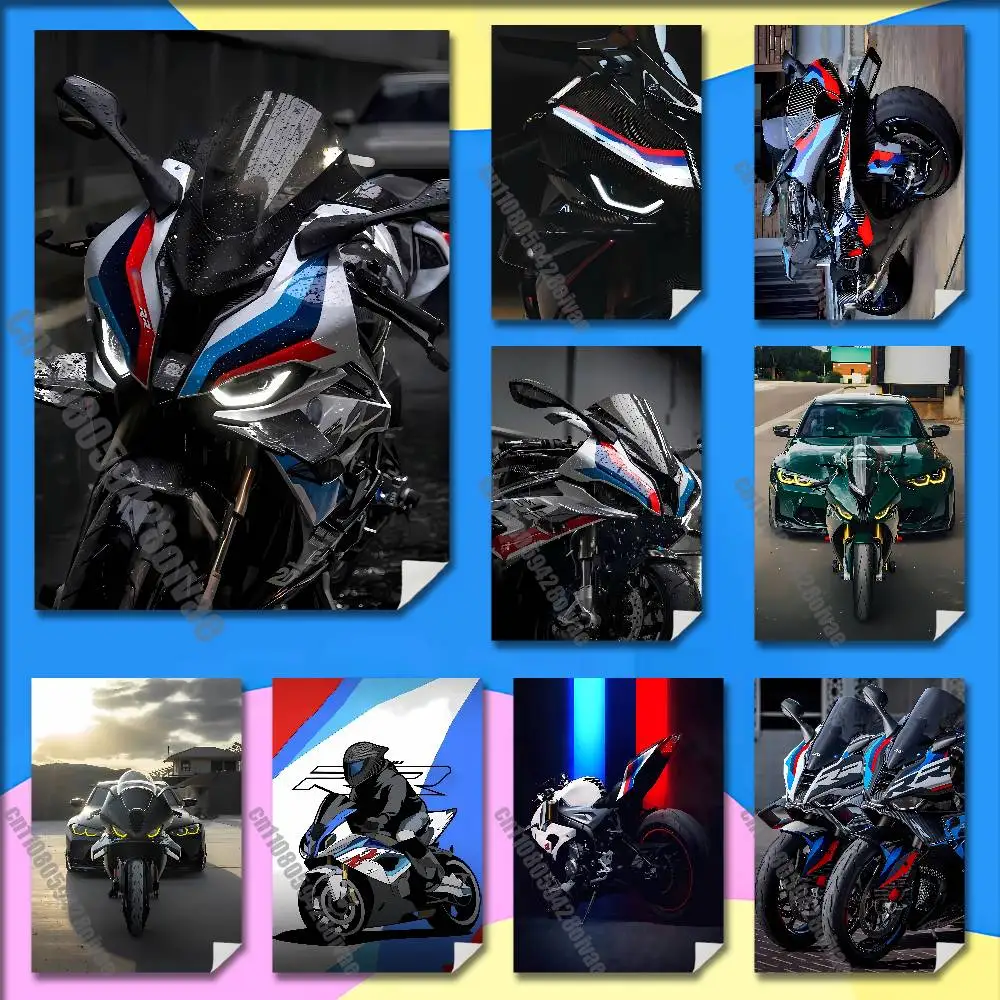 

Car Bike B-Bmwes Moto Poster Wall Murals For Offices 50x70cm Self-adhesive Decoration Sticker Playbill Cover