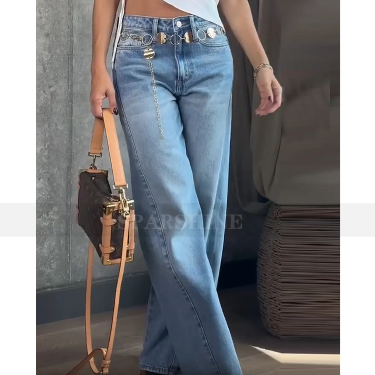 Women‘s Three Dimensional Cut Washed Denim Jeans Straight-Leg Denim Trousers Trendy Comfort Pants Ladies Stylish Streetwear